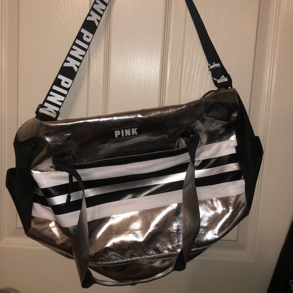 VS PINK Silver Duffel Bag Medium Size